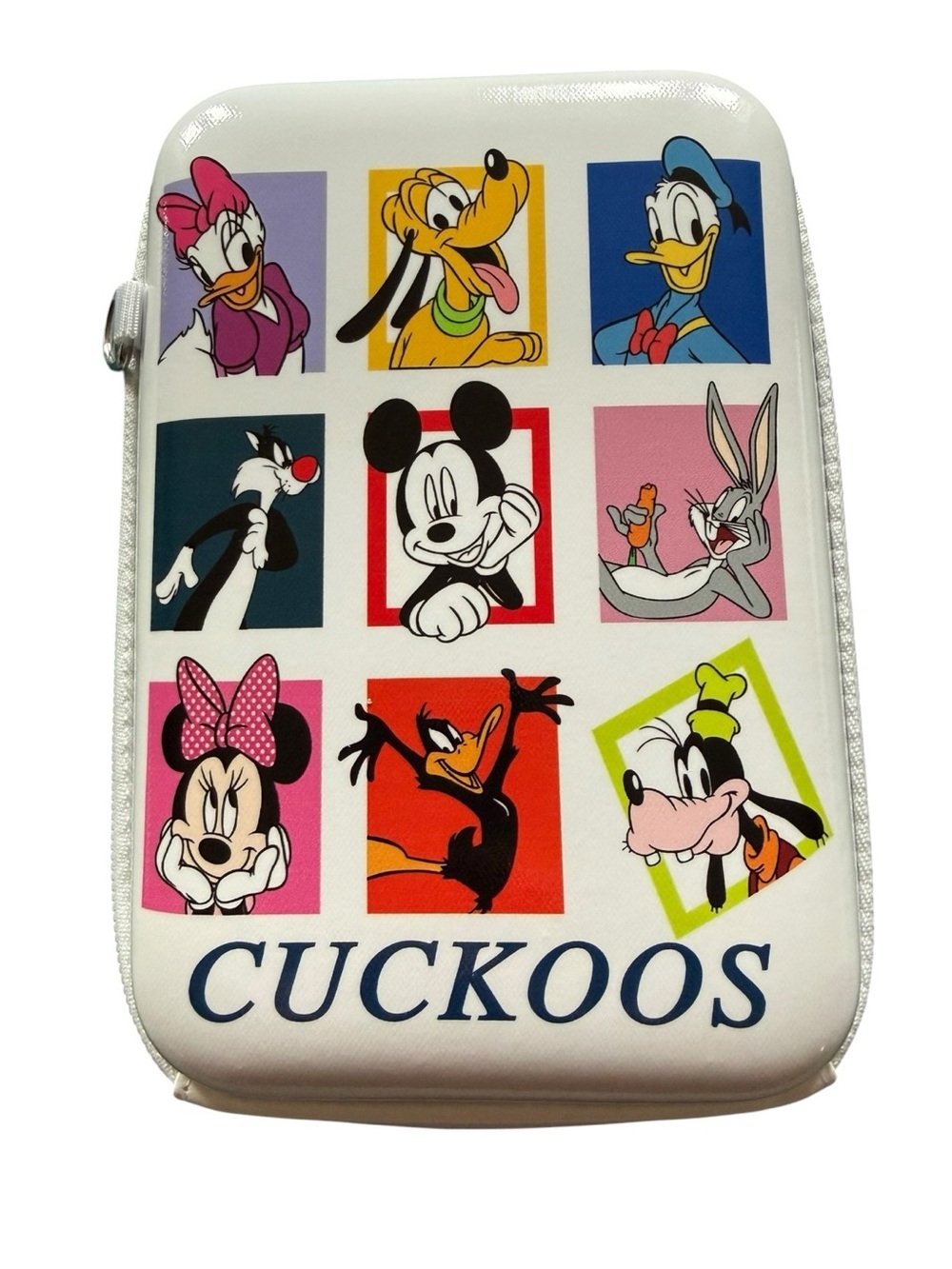 White Disney Cartoon Crossbody Bag with Multi-Character Print